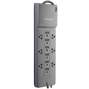 12-OUTLET HOME/OFFICE SURGE PROTECTOR WITH COAXIAL/TELEPHONE/MODEM PROTECTION - BE112230-08 - BELKIN