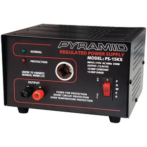 10-AMP, 13.8-VOLT POWER SUPPLY WITH CIGARETTE LIGHTER ADAPTER - PS15KX - PYRAMID