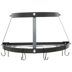 TWO SHELF, WALL-MOUNT POT RACK (BLACK) - CW6002R - RANGE KLEEN